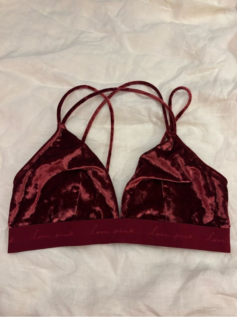 Victoria’s Secret Pink maroon velvet bralette Large